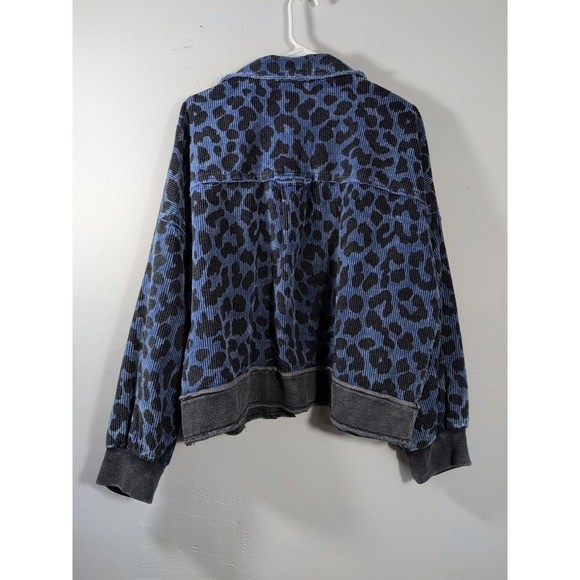 WHITE BIRCH ANIMAL PRINT Blue & Black CHEETAH corduroy jacket SHIRT  SHACKET XL - Picture 10 of 11